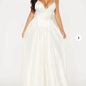 Fashion Nova White Maxi Dress Cream